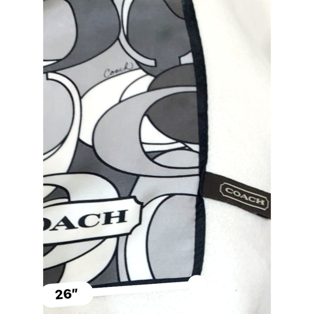 COACH Vintage 27" Square Silk Scarf Tonal Gray OPTIC Signature Pattern - Picture 3 of 10